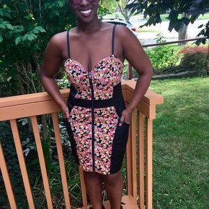 Front Zipper Print Dress